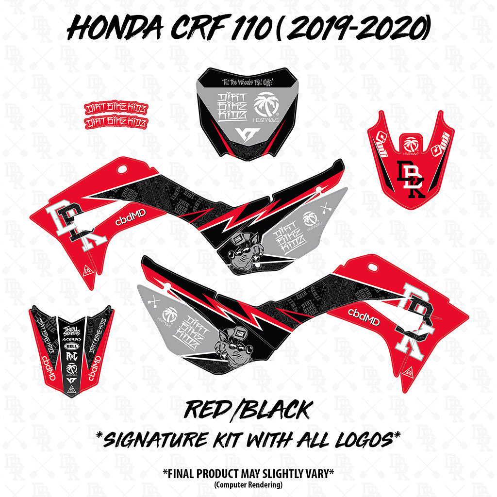 Honda CRF 110/50 signature kit decal pieces, red and black