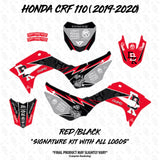 Honda CRF 110/50 signature kit decal pieces, red and black