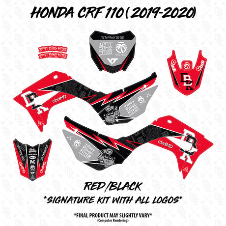 Honda CRF 110/50 signature kit decal pieces, red and black