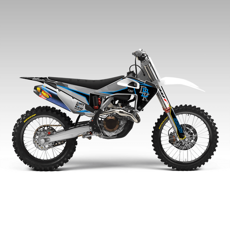 Husqvarna Graphic Kits motocross bike kit, blue/white/black graphics on a dirt bike