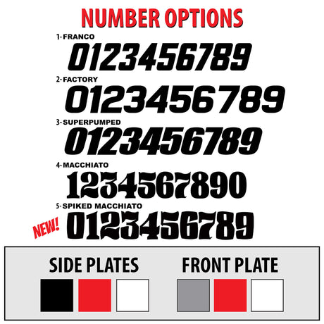 Opciones de números para KLX 110/65, varios estilos y colores para placas