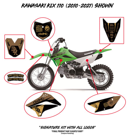 110 Twitch Edition decal kit: black and gold shield graphics on side panels