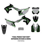 Motorcycle graphic kit template set with green accents on gray and black panels