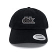Black dad hat with dbk logo embroidery and adjustable front label