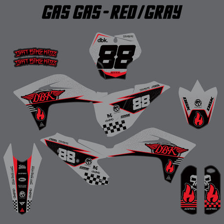 Red/gray decal sheet with bike number 88 and matching side, front, and plate designs