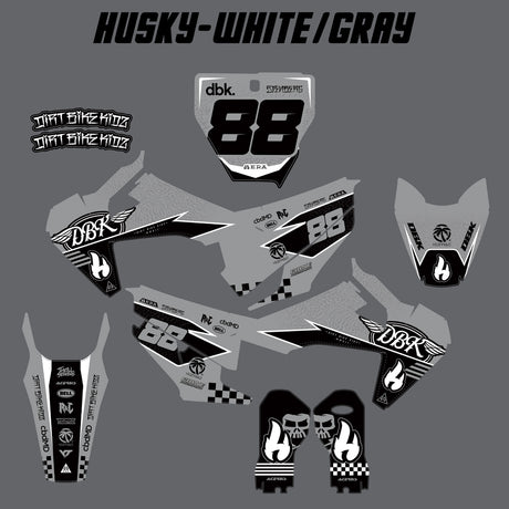 Husky white/gray decal kit layout with 38 graphic and matching side and front plates
