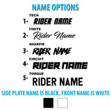 Name-Optionen: Seitenplatte schwarz, Frontname weiß (Aufkleber-Set)