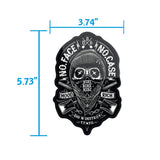 Black/white motorcycle skull face sticker, 3.74" x 5.73"