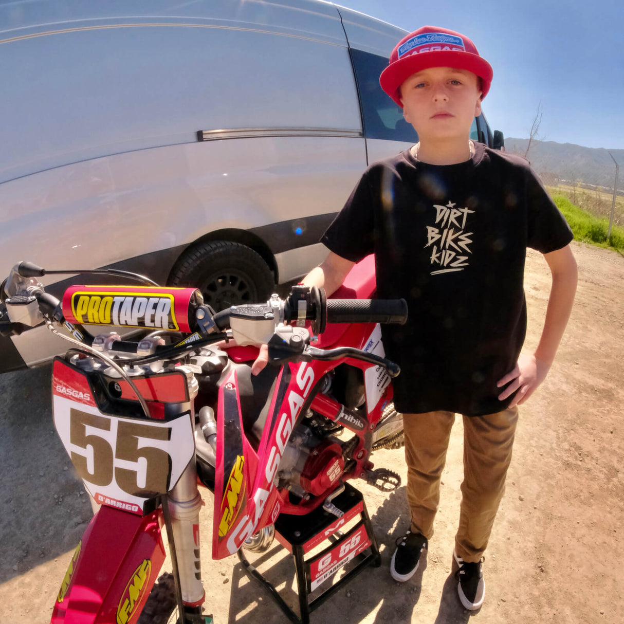 Youth black premium tee with front “Dirt Bikes Kidz” logo