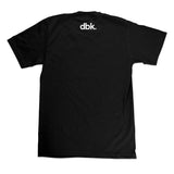 Black Status Tee with dbk logo on back neck; short sleeves, crew neck