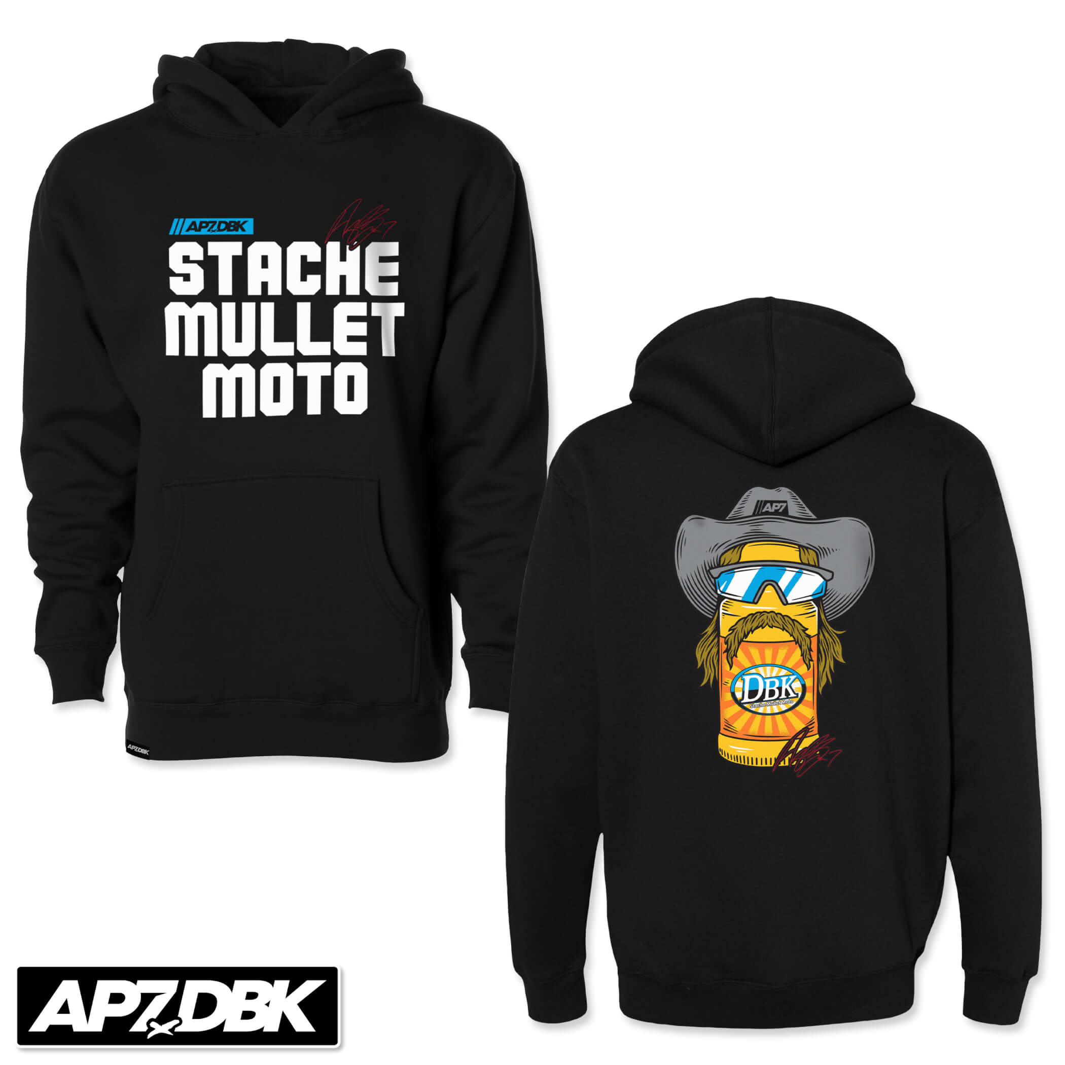 Stache Mullet Moto | Limited-Edition Youth Hoodies | AP7 x DBK
