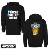 Youth black hoodie with front and back graphics, kangaroo pocket, and hood drawstrings