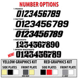 Motorcycle graphics number option chart with style examples