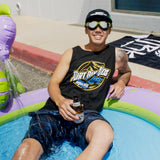 Black tank top with 'Dirt Bike Kidz' 'High Life' graphic, worn by person in pool