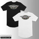 Tall tee two-pack with winged DBK logo on front: black and white short-sleeve shirts