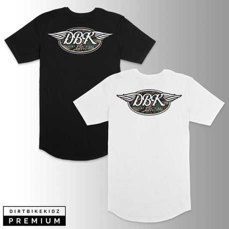 Tall tee two-pack with winged DBK logo on front: black and white short-sleeve shirts