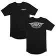 Tall tee two-pack in black, short-sleeve shirts with winged DBK logo on front
