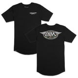 Tall tee two-pack in black, short-sleeve shirts with winged DBK logo on front