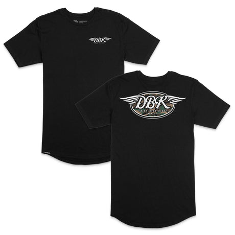 Tall tee two-pack in black, short-sleeve shirts with winged DBK logo on front