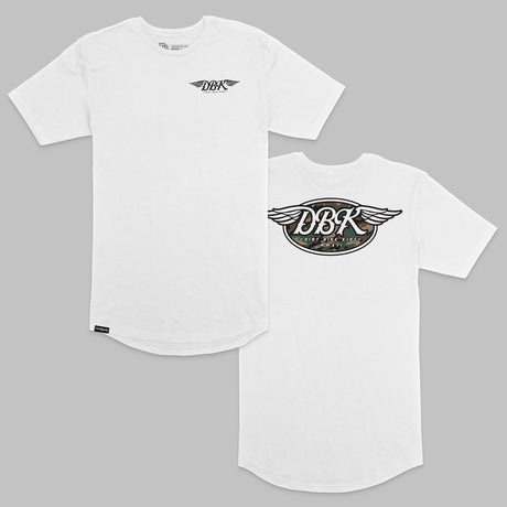 Tall tee two-pack in white, short-sleeve T-shirts with winged DBK emblem on chest