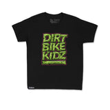 Youth premium black T-shirt with colorful DIRT BIKE KIDZ front graphic