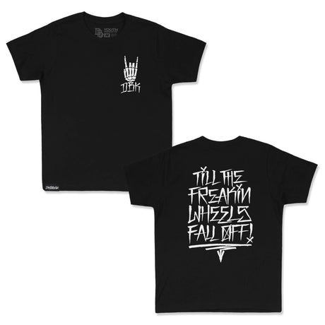 Youth premium tee set: black front and back with white graphic prints
