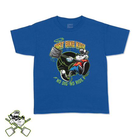 Royal blue youth T-shirt with 'Dirt Bike Kinz' front graphic