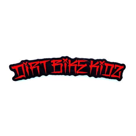 Single 'DIRT BIKES KIDZ' pit bike fender sticker in OG Red, red/black